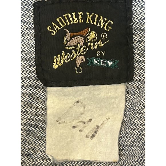 Vintage Saddle King Western Denim Jean Trucker Jacket USA Made Mens Large - Picture 3 of 8